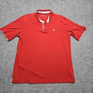 Orvis Polo Shirt Large Mens Red Short Sleeve Cotton Made In Peru